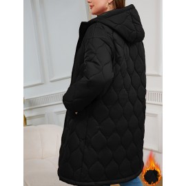 [Quilted Hooded Jacket] Soft Quilted Women's Elegant Hooded Jacket | All-Season Machine Washable Outerwear, Zipper Closure & Tailored Fit for Casual or Formal Wear, Everyday Comfort Coat