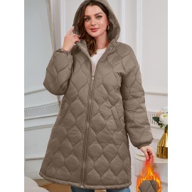 [Quilted Hooded Jacket] Soft Quilted Women's Elegant Hooded Jacket | All-Season Machine Washable Outerwear, Zipper Closure & Tailored Fit for Casual or Formal Wear, Everyday Comfort Coat