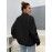 Plus Size, Plus Size Women's Elegant Casual Double-Faced Fleece-Lined Jacket with Ribbed Cuffs & High Neck, 100% Polyester Machine-Washable All-Season Outerwear, Black