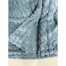 Plus Size - Women'S Cozy Fleece-Lined Hooded Jacket - Thick Warm Winter Coat with Pockets, Soft Plush Lining, Elegant Casual Outerwear for Fall & Winter