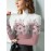 Women's Elegant Slim-Fit Long Sleeve Turtleneck Top with Floral Print - Soft Pink & White H-Line Silhouette Blouse, All-Season Machine Washable Shirt for Casual & Formal Wear