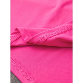 Summer Women's Letter Print Front and Back Fashion Short Sleeve T-Shirt, Comfortable Breathable Fabric, Casual Sporty Style, Suitable for Spring and Summer