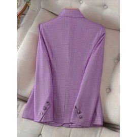 Elegant Pink Blazer with Button Details - Long Sleeve, Single-Breasted, Polyester, Perfect for Office or Casual Wear, All-Season Suit Jacket, Casual Wear Blazer | Elegant Blazer | Polyester Blazer