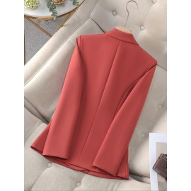 [Chic Double Breasted Blazer] Long Sleeve Double Breasted Chic Blazer for Women - Polyester Lined, Regular Fit, Woven Fabric - Spring/Fall 2024 Collection