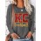 KC Football Long Sleeve Crew Neck T-Shirt - Casual, Alphabet Pattern, Regular Fit, Polyester Knit Fabric, All Seasons, No Belt, Long Sleeve, Regular Sleeve, No Chest Pad, Pullovers, Fabric Weight 180 g/m²